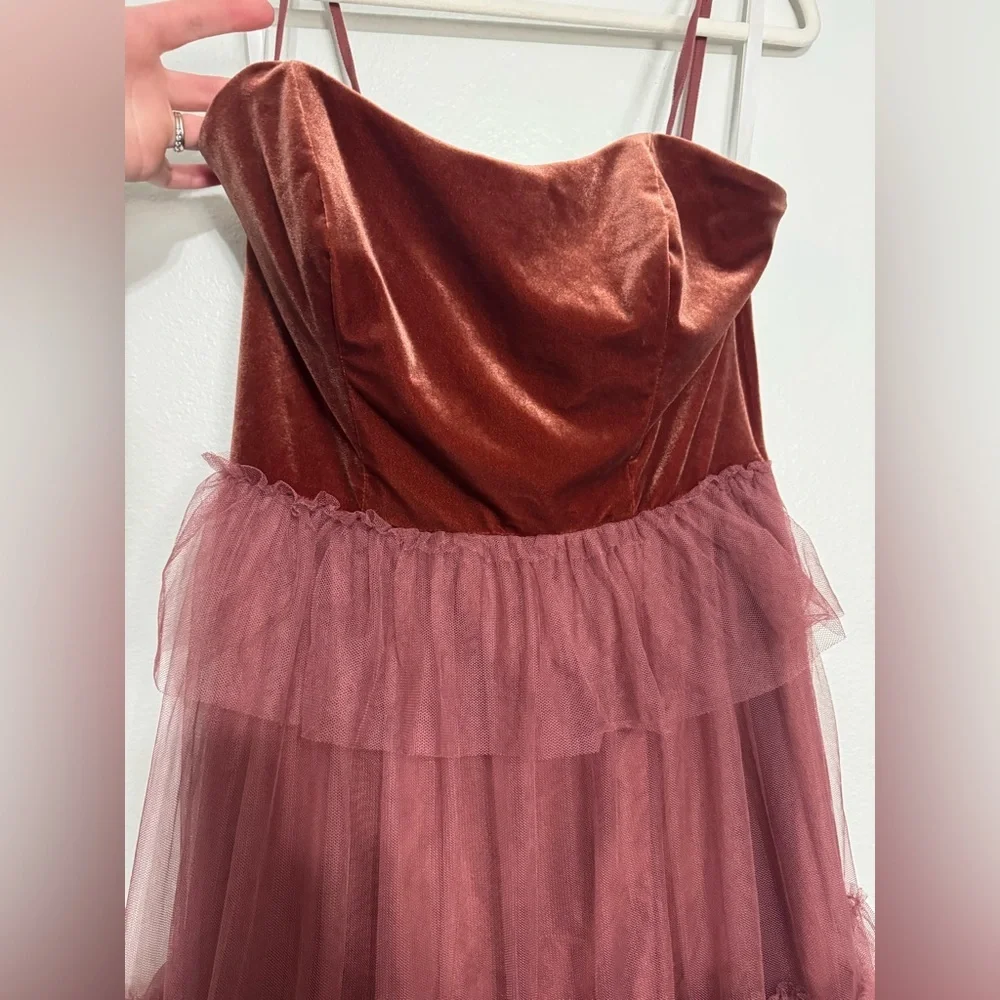 Revelry Frankie Convertible Velvet + Tulle Dress in Dusty Rose / Rosewood - 12 - Picture 4 of 11